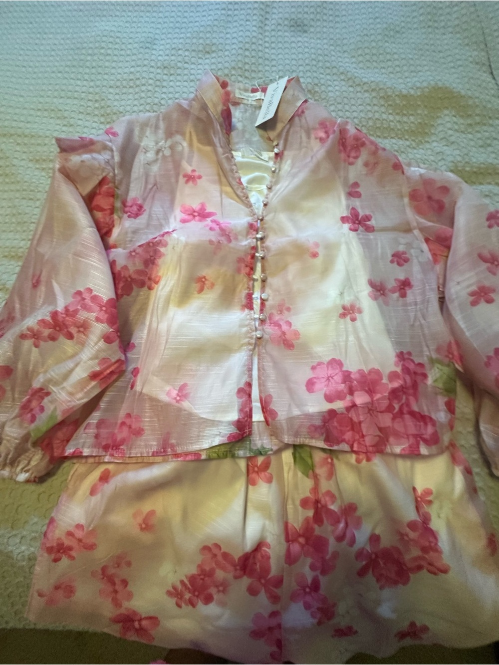 VivaBella Pink Floral Shorts Set